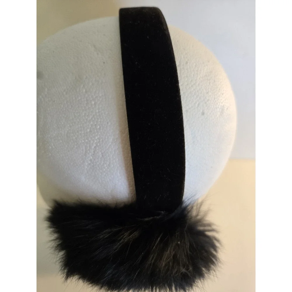 Real Rabbit Fur Earmuffs with Velvet Band Winter Ear Warmers Foldable